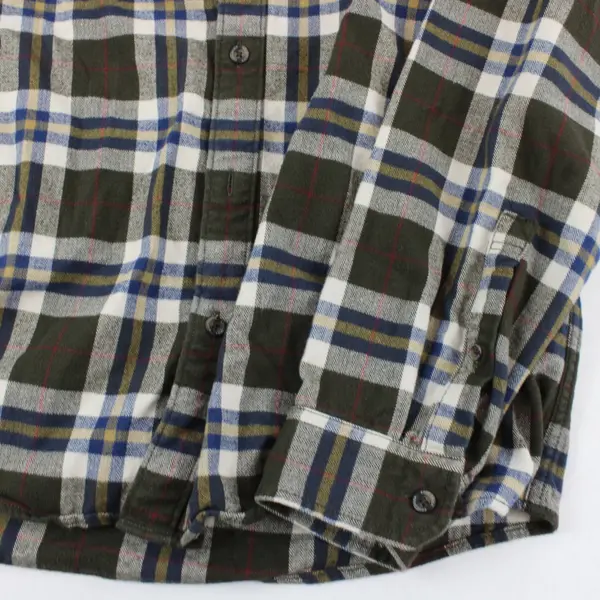 Eddie Bauer Men's XL Classic Fit Green Blue Yellow Plaid Button Down Shirt