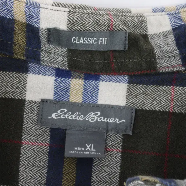 Eddie Bauer Men's XL Classic Fit Green Blue Yellow Plaid Button Down Shirt