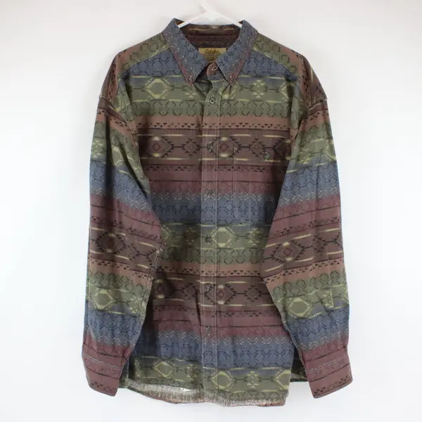 Cabela's Men's XL Deerskin Soft Chamois Southwestern Print Cotton Button Down