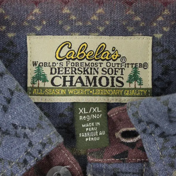 Cabela's Men's XL Deerskin Soft Chamois Southwestern Print Cotton Button Down