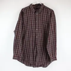 Dockers Slates Men XL Plaid Button Down Shirt Burgundy Gray Blue Long Sleeve