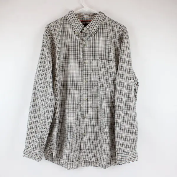 Chaps Mens XL Gray Beige Long Sleeve Button Down Shirt