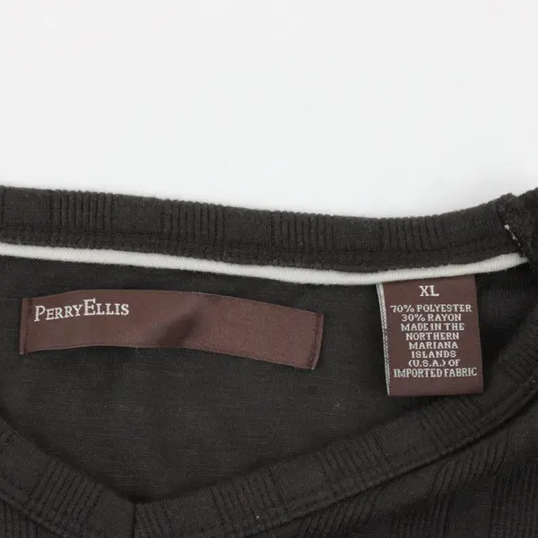 Perry Ellis Dark Brown V-Neck Short Sleeve Knit Tee Men's XL