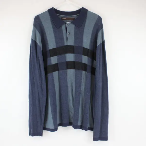 Perry Ellis Mens XL Blue Gray Knit Long Sleeve Pullover Sweater