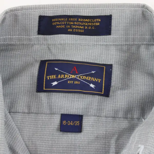 Arrow Company Men's Gray Long Sleeve Dress Shirt 16-34/35