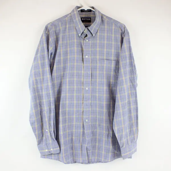 Arrow Mens Blue Yellow Plaid Long Sleeve Button Down Shirt 16-34/35