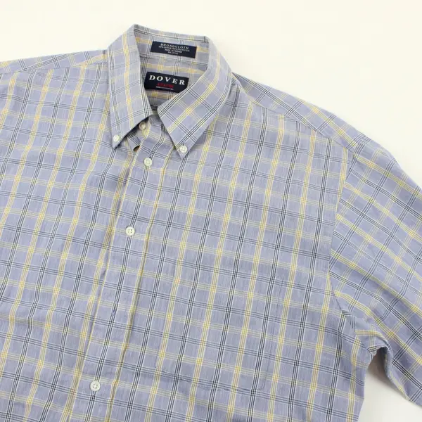 Arrow Mens Blue Yellow Plaid Long Sleeve Button Down Shirt 16-34/35