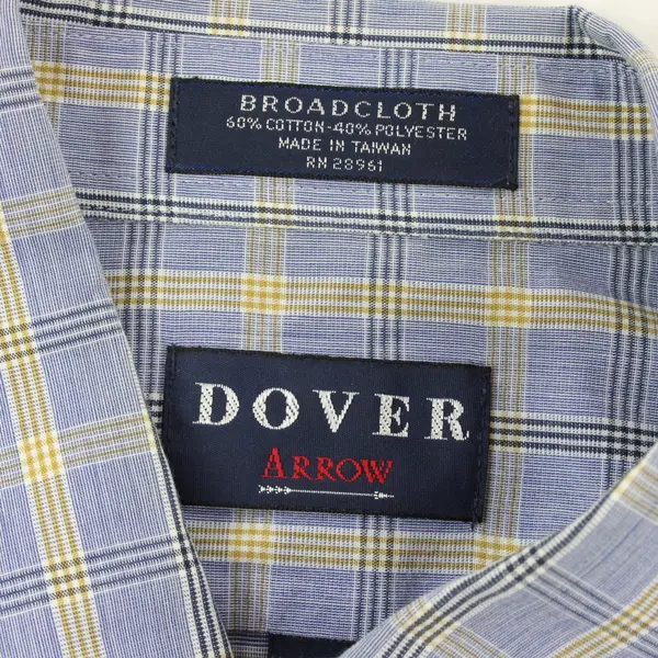 Arrow Mens Blue Yellow Plaid Long Sleeve Button Down Shirt 16-34/35