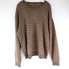 Vintage Library Men's Large Multicolor Cotton V-Neck Pullover Sweater
