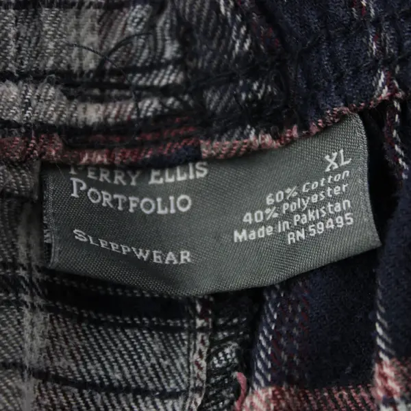 Perry Ellis Portfolio Men's XL Plaid Pajama Pants Gray Blue Red