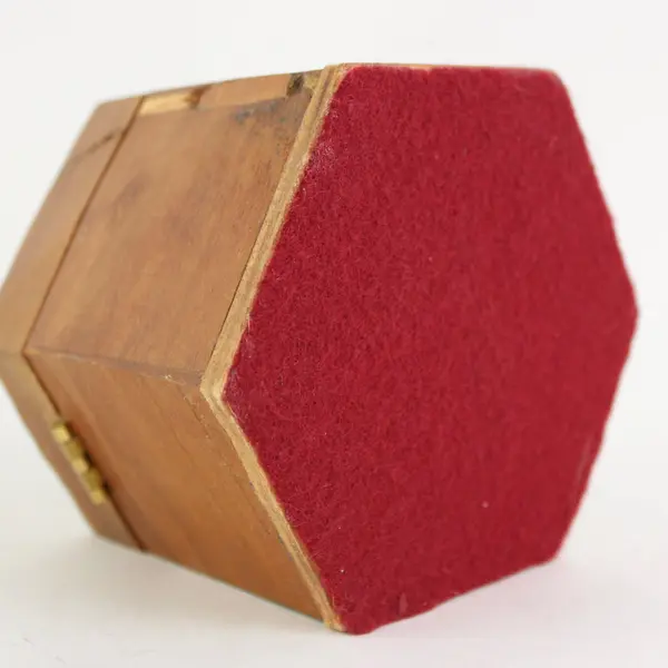 Vintage Carved Wood Hexagonal Flower Trinket Box 4in