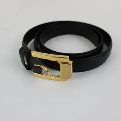 Liz Claiborne Womens Skinny Black Leather Belt Small Gold Tone Buckle