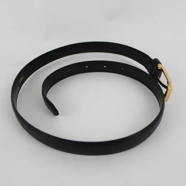 Liz Claiborne Womens Skinny Black Leather Belt Small Gold Tone Buckle