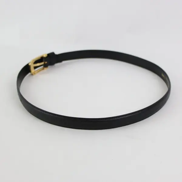 Liz Claiborne Womens Skinny Black Leather Belt Small Gold Tone Buckle