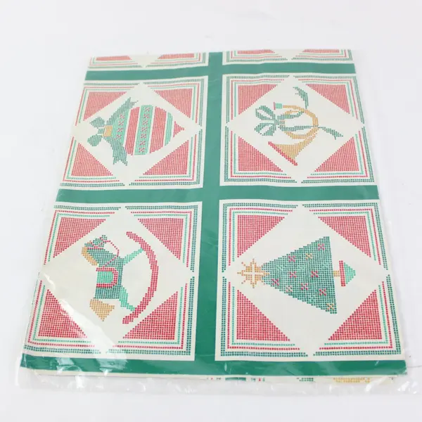 Vintage Henry Brandt & Co Christmas Cross Stitch Wrapping Paper 60 Sq Ft