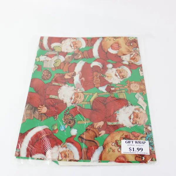 Lot Vintage Henry Brandt & Co Christmas Holiday Gift Wrap 70 Sq Ft Sealed