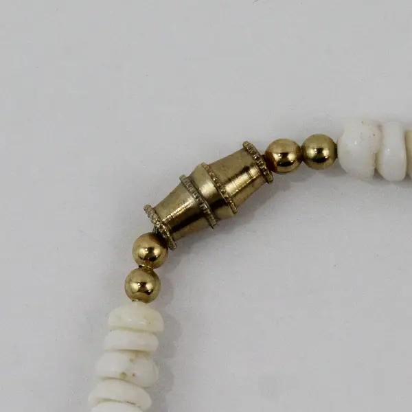 Vintage White Puka Shell Choker Necklace 16in