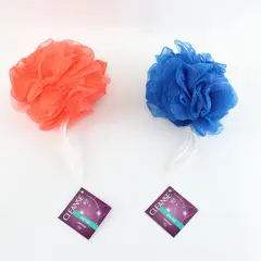 CLEANSE Lot of 2 Mesh Bath Poufs Blue Orange Shower Scrubbers