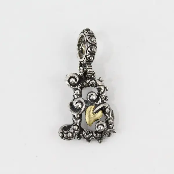 Barbara Bixby A Initial 925 Sterling Silver 18K Gold Enhancer Pendant