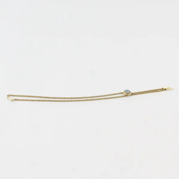 Vintage Imitation Opal Gold Tone Lariat Bolo Choker Necklace 16in Adjustable