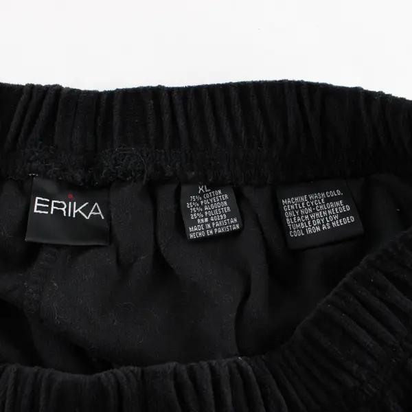 Erika Women's Black Velveteen Pants Size XL