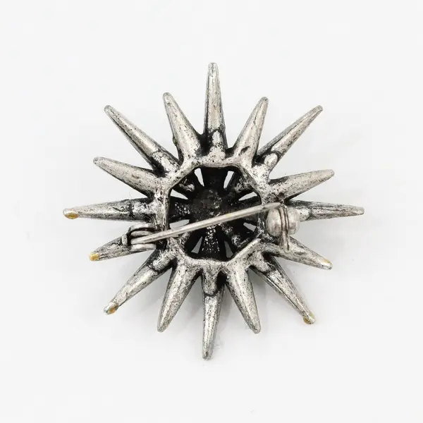 Green Rhinestone Starburst Brooch Pin