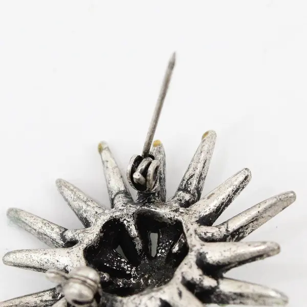 Green Rhinestone Starburst Brooch Pin