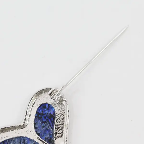 Silver Tone Heart Brooch Pin Abalone Inlay Unbranded