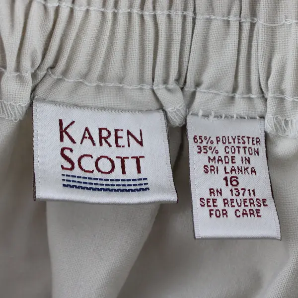 Karen Scott Beige Elastic Waist Pants Size 16 Trousers