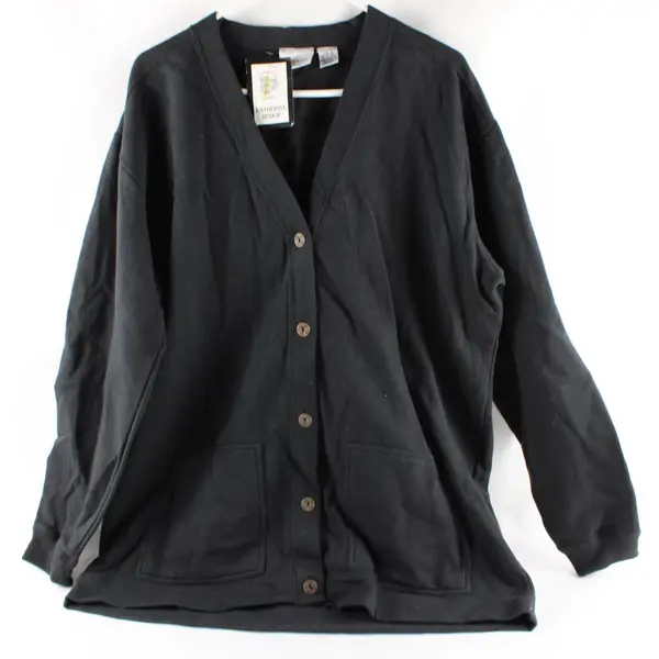 Katherine Bishop Black Button-Up Cardigan Sweater Women's Size Large