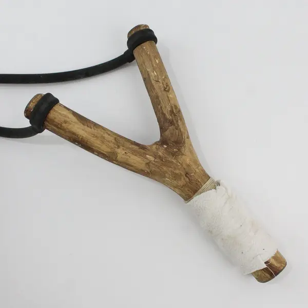 Handmade Wooden Rubber Band Slingshot Used