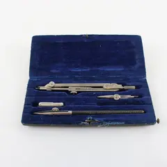 Vintage Mechanical Drafting Set Blue Velvet Lined Case