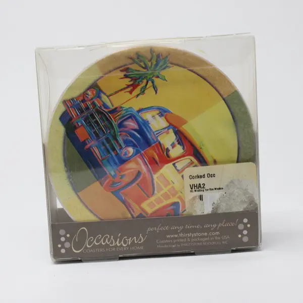 Set of 4 Thirstystone Occasions Absorbent Stone Cork Back Coasters