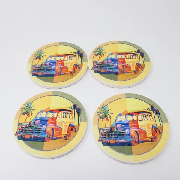 Set of 4 Thirstystone Occasions Absorbent Stone Cork Back Coasters
