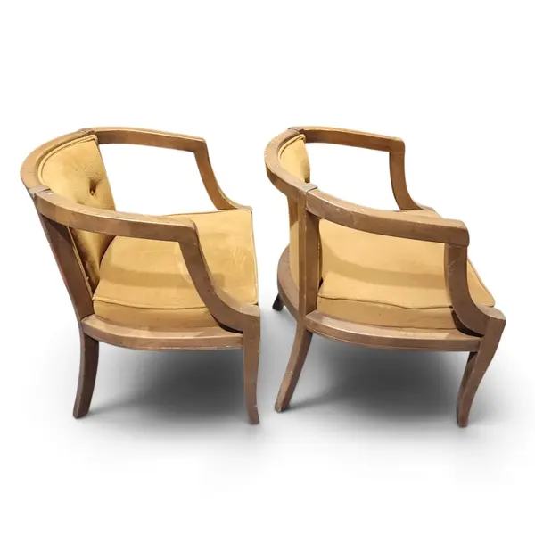 Set of 2 Vintage Mid Century Modern Wood Armchairs Pair - Local Pickup Only