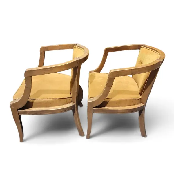 Set of 2 Vintage Mid Century Modern Wood Armchairs Pair - Local Pickup Only