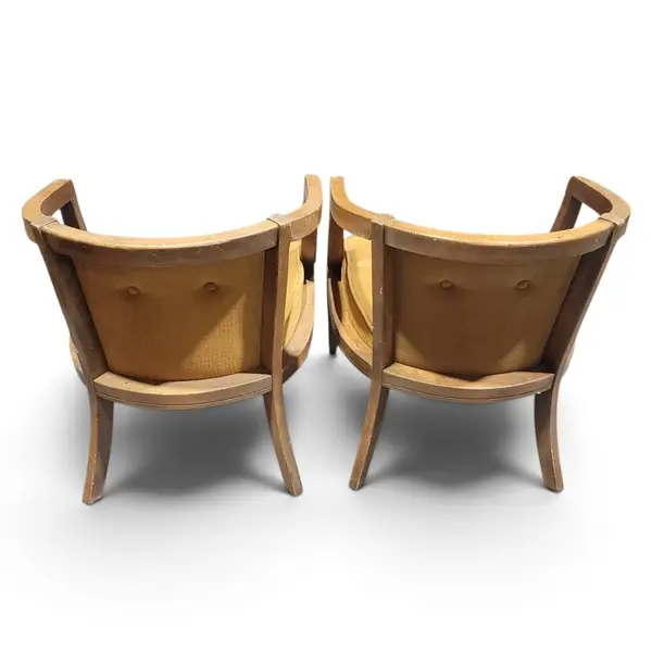 Set of 2 Vintage Mid Century Modern Wood Armchairs Pair - Local Pickup Only