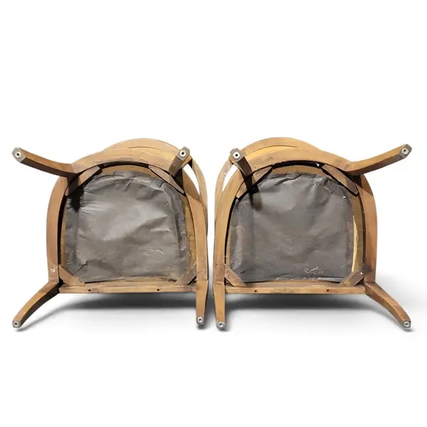Set of 2 Vintage Mid Century Modern Wood Armchairs Pair - Local Pickup Only