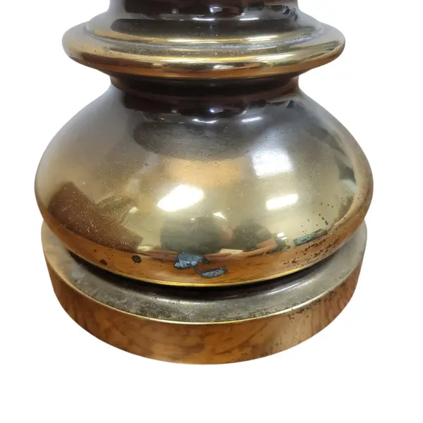 Vintage Rustic Moose Lodge Table Lamp Brass Tone Laced Scenic Shade