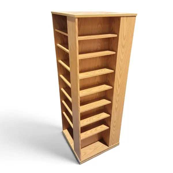 Vtg 4-Sided Rotating Wood Media Storage Tower VHS Cassette Rack - Local Pickup