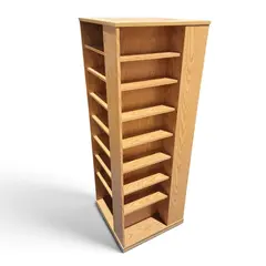 Vtg 4-Sided Rotating Wood Media Storage Tower VHS Cassette Rack - Local Pickup