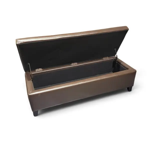 Vtg Brown Vinyl Storage Bench Ottoman Lift Top Hinged Footstool - Local Pickup