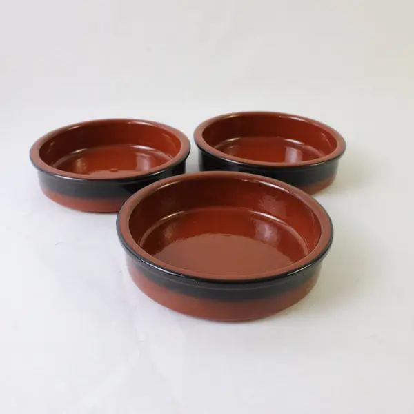 Cermer Terracotta Ramekins Black Rim Set of 3 Tapas Creme Brulee Bowls