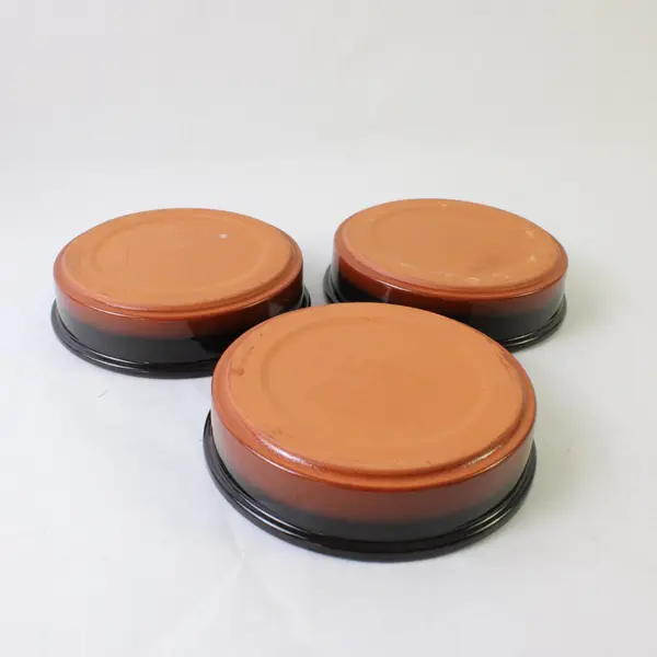 Cermer Terracotta Ramekins Black Rim Set of 3 Tapas Creme Brulee Bowls