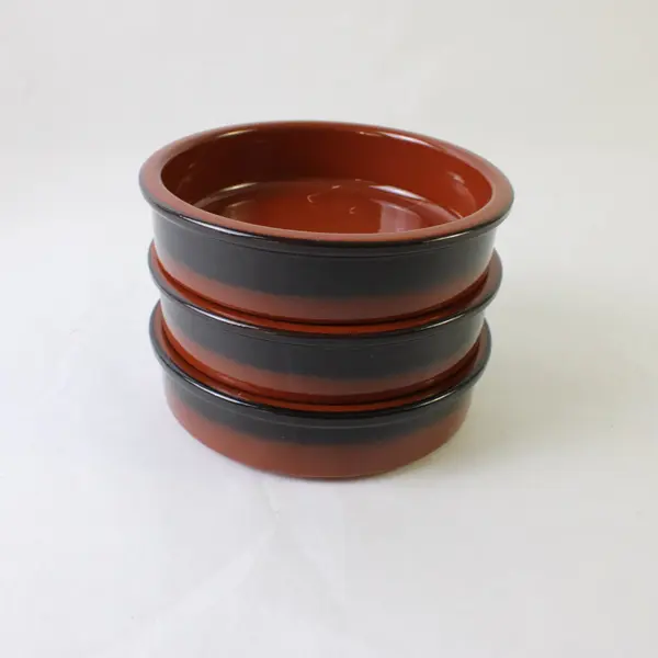 Cermer Terracotta Ramekins Black Rim Set of 3 Tapas Creme Brulee Bowls