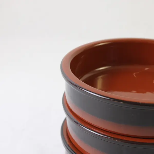 Cermer Terracotta Ramekins Black Rim Set of 3 Tapas Creme Brulee Bowls