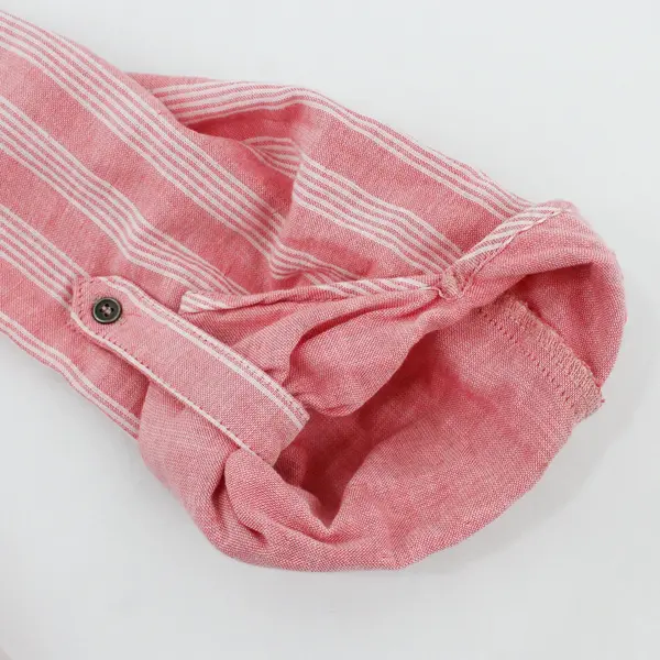 Angels Forever Young Pink and White Striped Long Sleeved Button Up M 100% Cotton