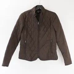 OS Brown Quilted Brown Zip Up Jacket Womens Small Y2K Aesthetic
