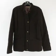Croft & Barrow Brown Corduroy Quilted Zip Up Jacket Pink Satin Lined Sz Small