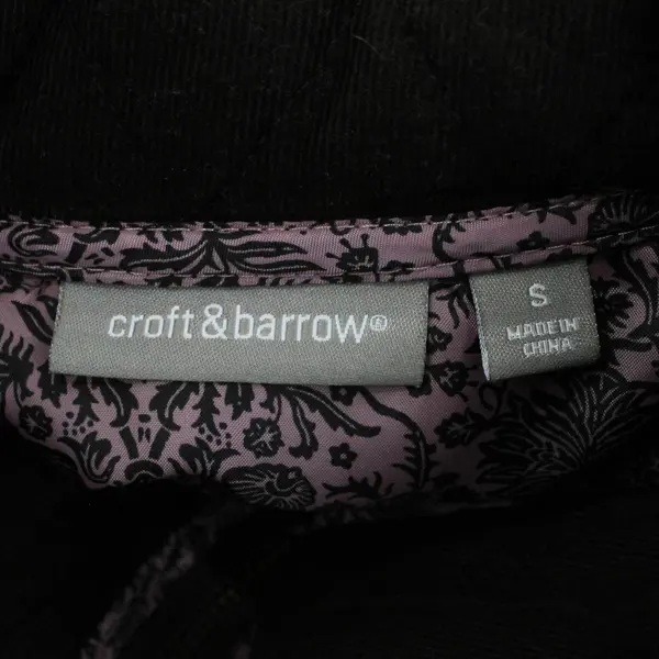 Croft & Barrow Brown Corduroy Quilted Zip Up Jacket Pink Satin Lined Sz Small